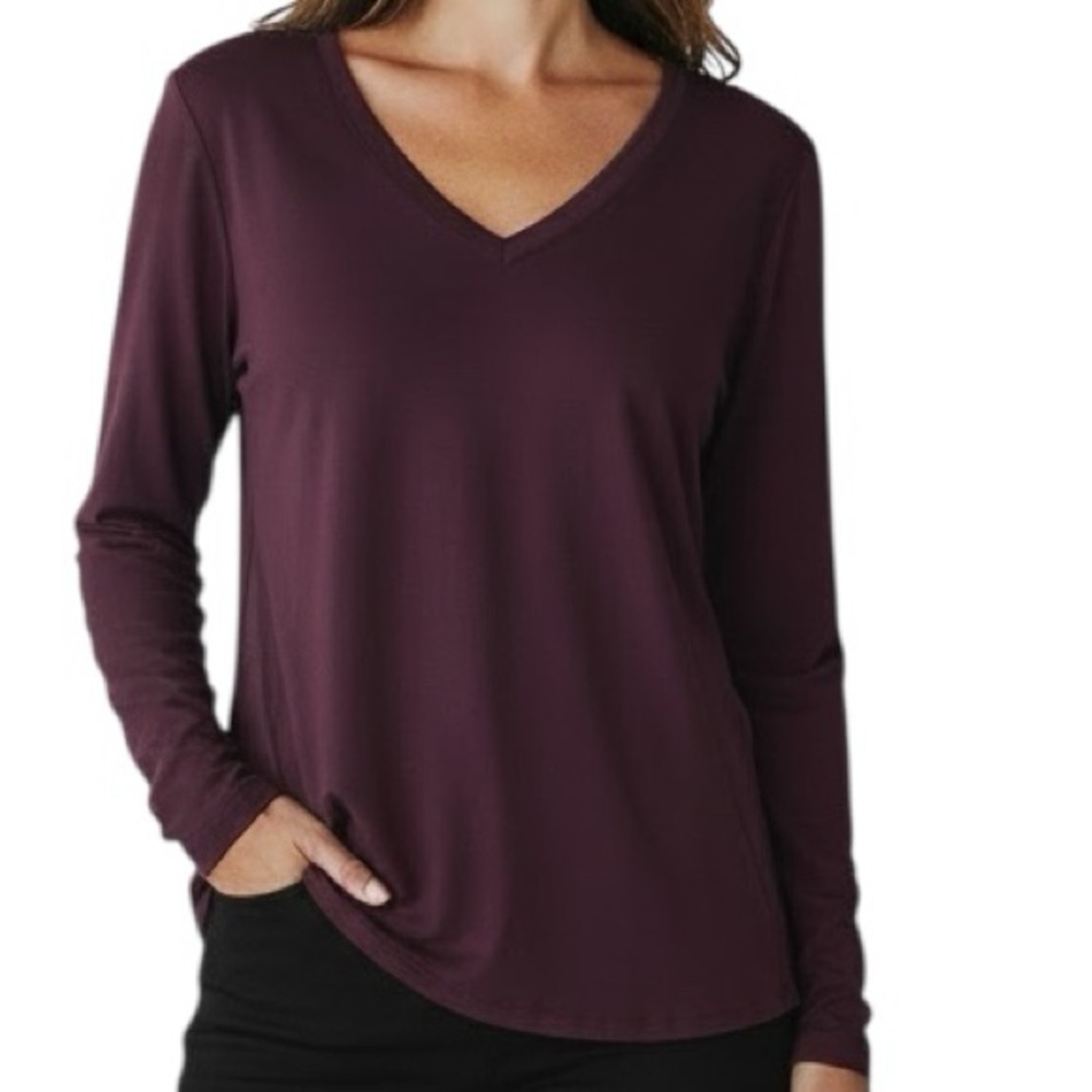NWT WHITE HOUSE BLACK MARKET Cabernet Long Sleeve V-Neck Top Size X-Large